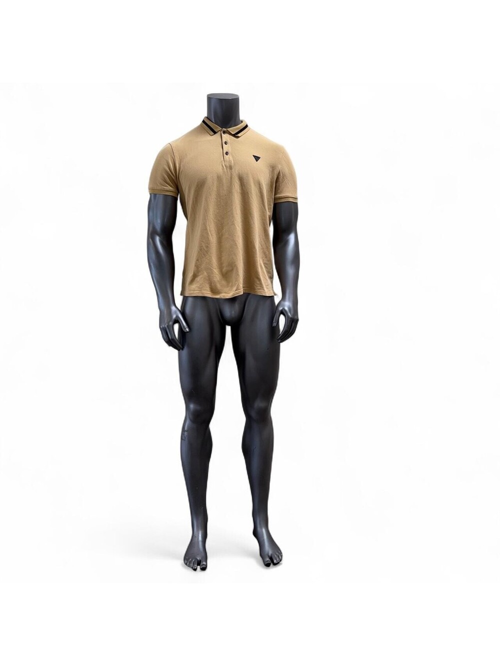 GUESS Mens Tan / Beige Tipped Collar Polo Shirt (Size M) ✨
